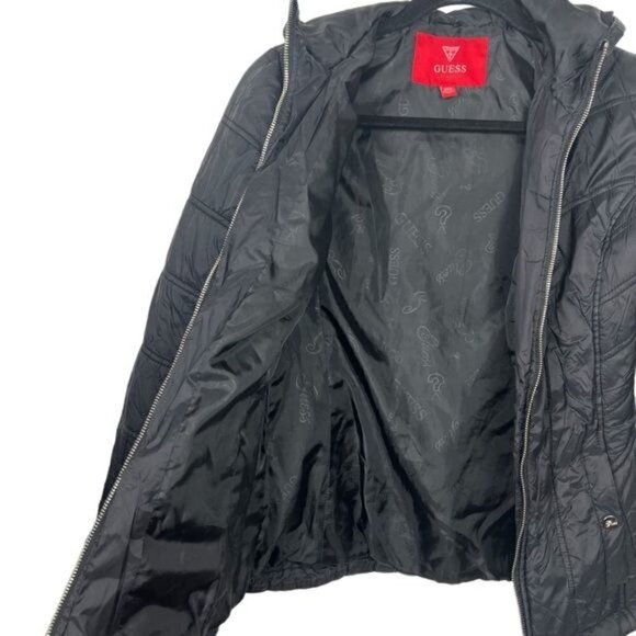 Guess Black Quilted Karaline Jacket XS Flawed - Picture 8 of 14